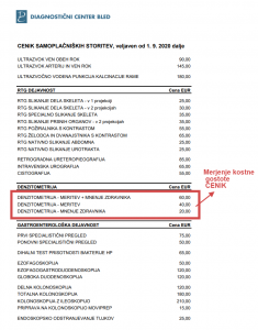 merjenje kostne gostote cenik